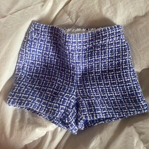 Janie and Jack High Waist Blue and White Tweed Shorts